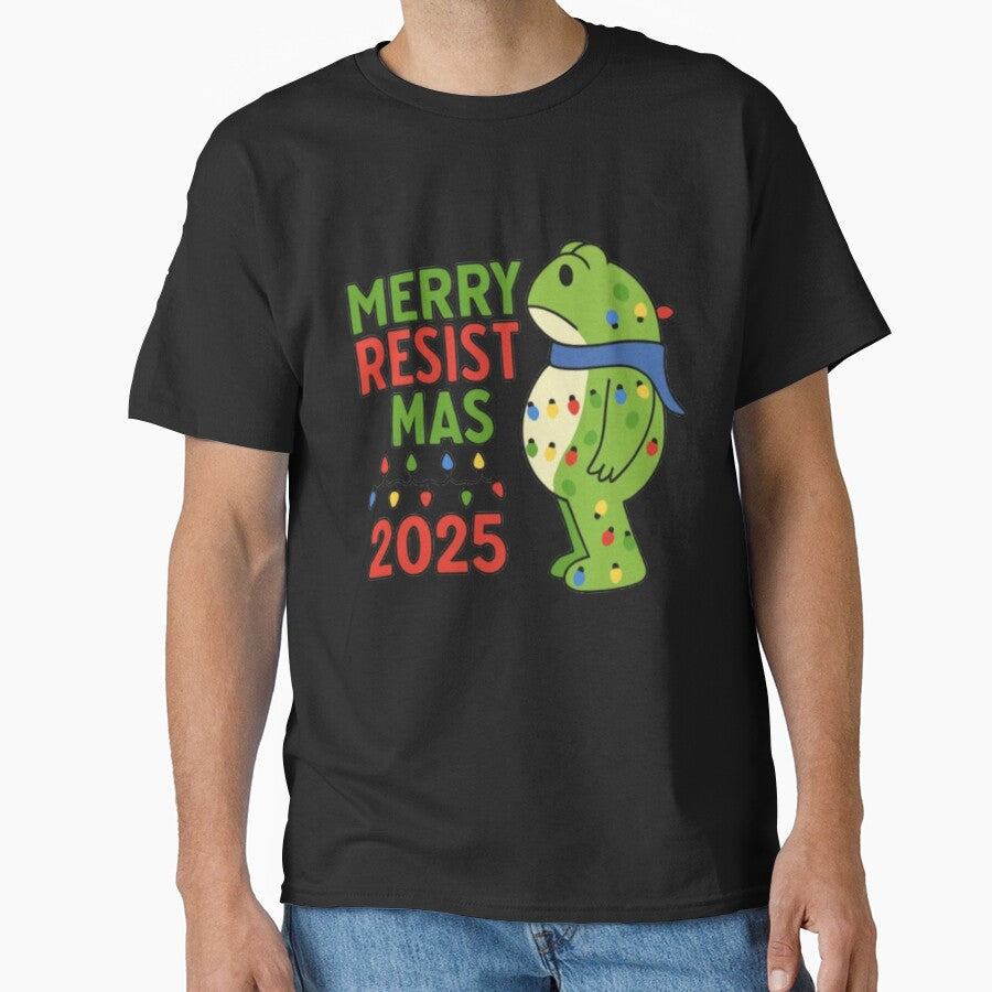 Merry Resistmas Funny Frog Christmas Sweater Shirt Frog Merry Resistmas Tee by NeboulaHamra