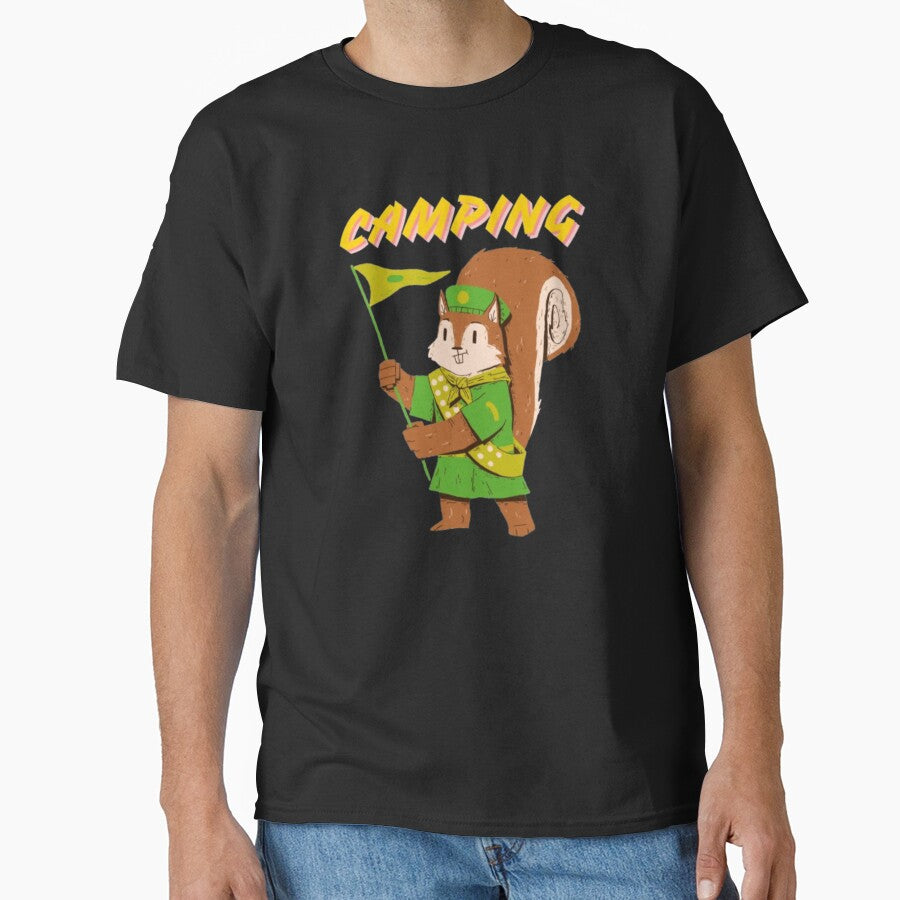 Fun Squirrel Scout Camping Design with Flag by MSHobbies