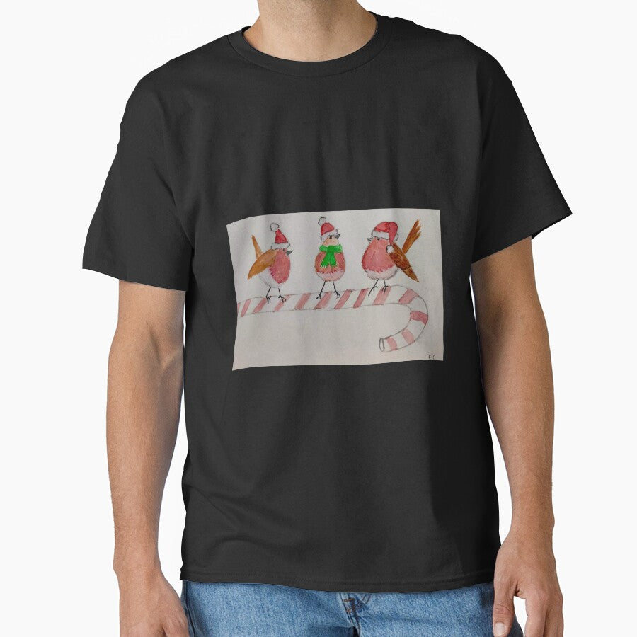 Christmas birds on a candy cane by watercolorsLiz