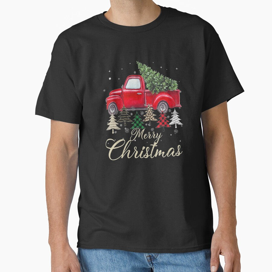 Red Truck With Buffalo Plaid And Leopard Christmas by lishakaren