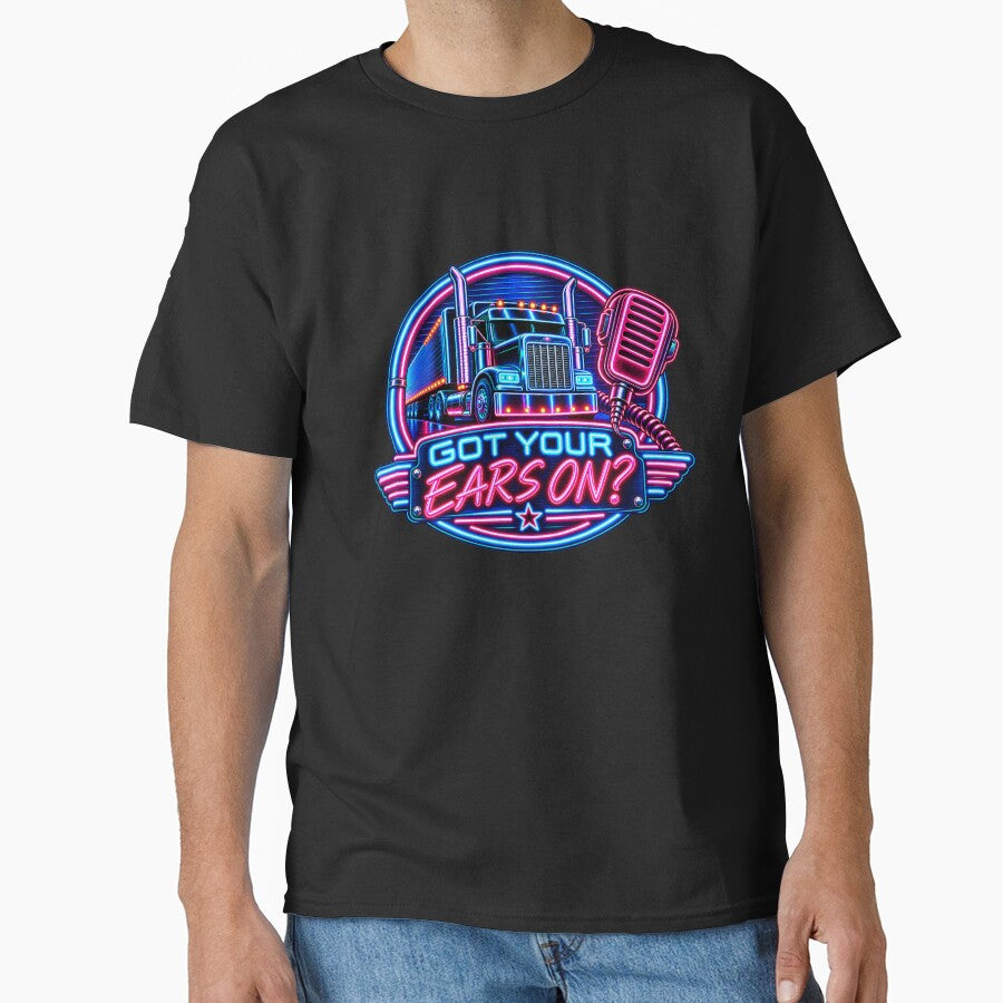Got Your Ears On Neon Semi Truck - CB Radio Oval Emblem Art by NomadForge
