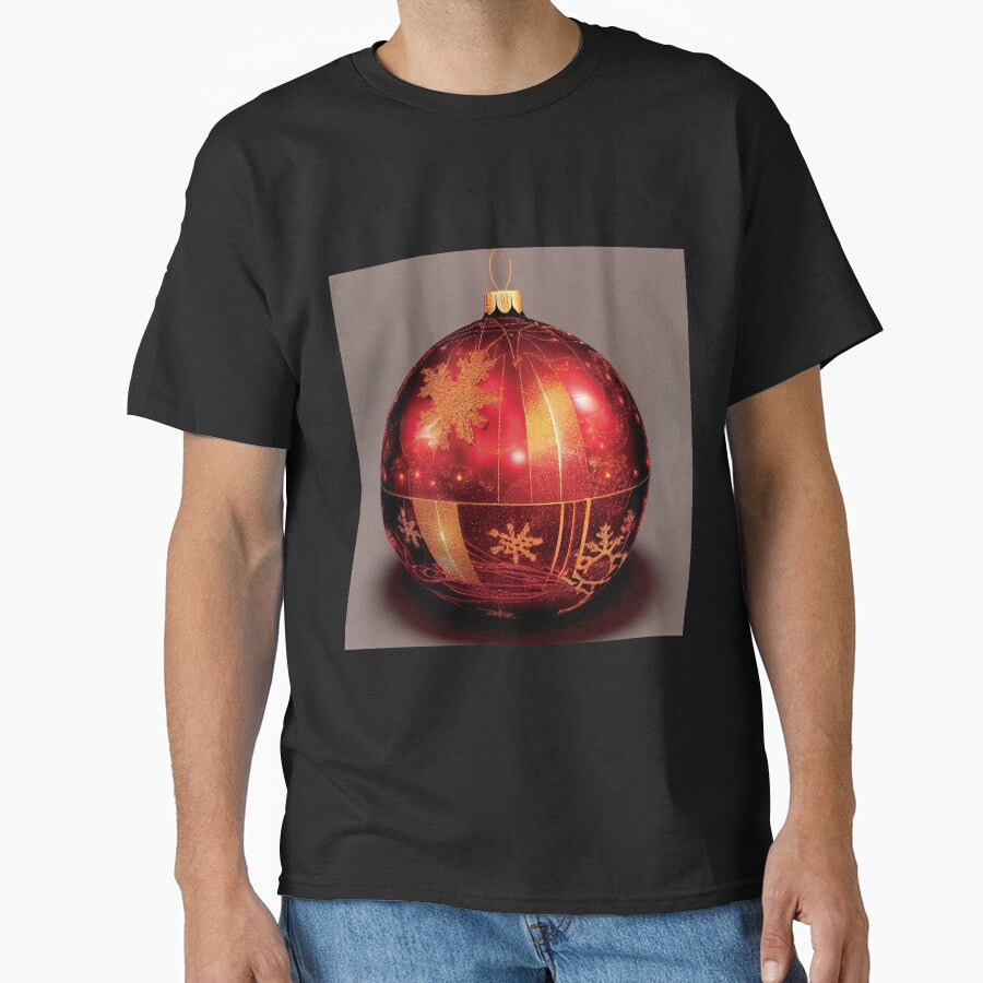 a red and gold christmas ornament with snowflakes by DesignAtYO