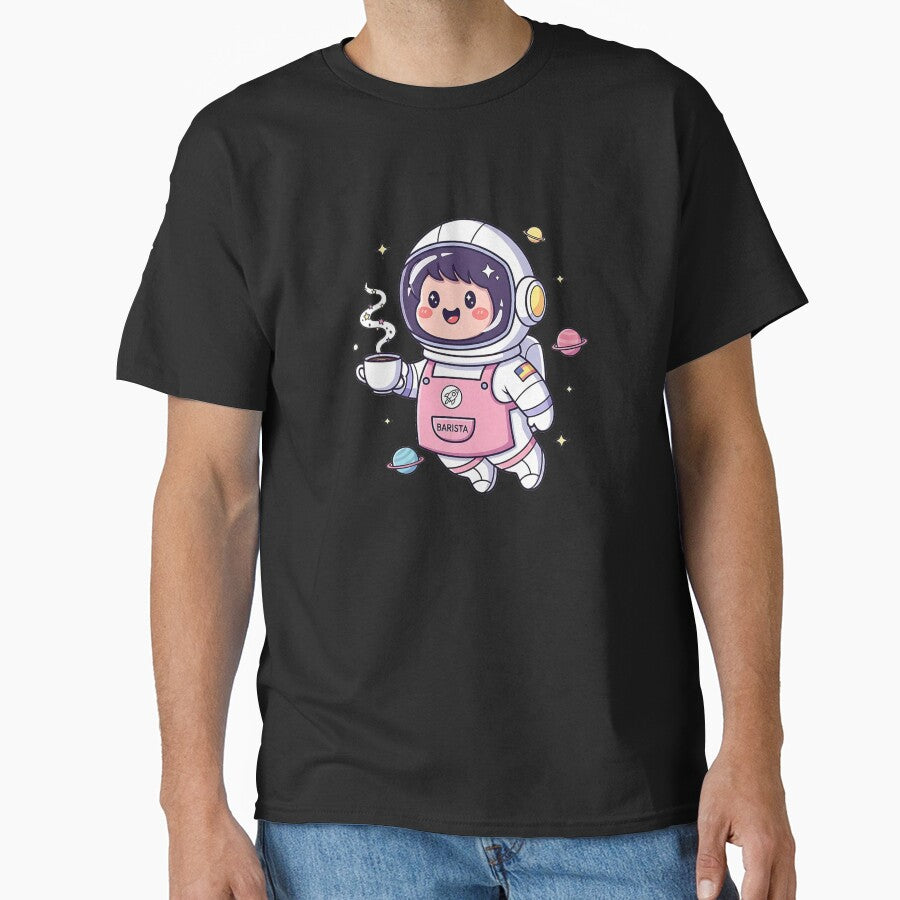 Cute Space Barista – Kawaii Coffee Astronaut Art by Pluto ⭐️