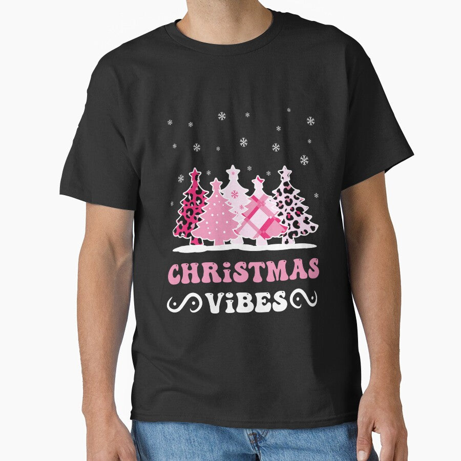Christmas Vibes Leopard Plaid Pink Christmas Trees by Designer-Girl