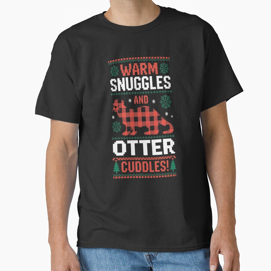 Otter Lovers Red Buffalo Plaid Gift Ugly Christmas by repconomArt