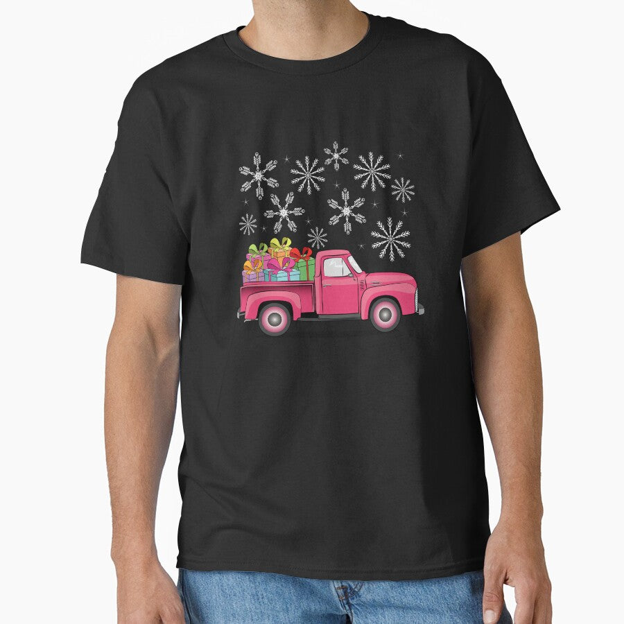 Christmas Gift Truck And Snowflakes by Ayesha Saleem