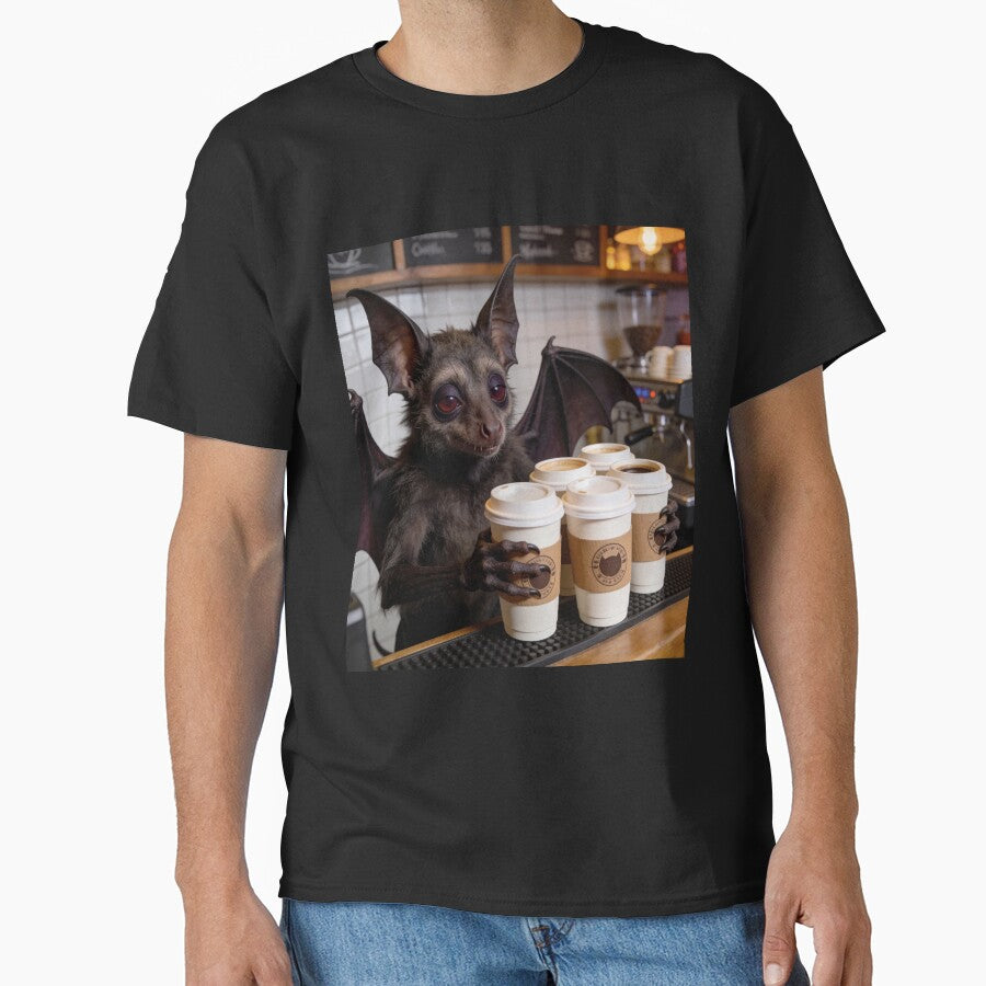 Cute Bat Barista Serving Coffee Halloween Sticker by OksArtStudio