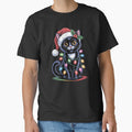 Christmas Cat with Lights and Santa Hat by Gogetgiggles