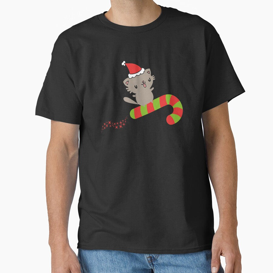 Cat Flying on Candy Cane, Christmas Dreams by Cosmic Dust