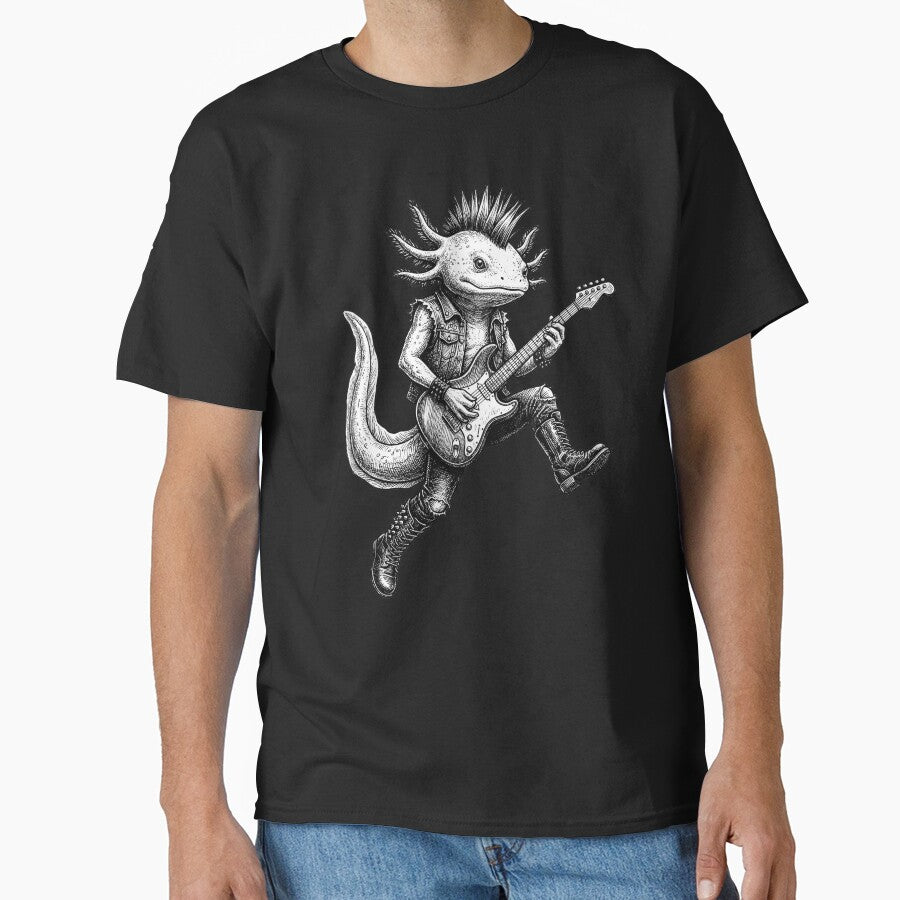 Funny Punk Axolotl Playing Electric Guitar Rocker by MTRBSK11