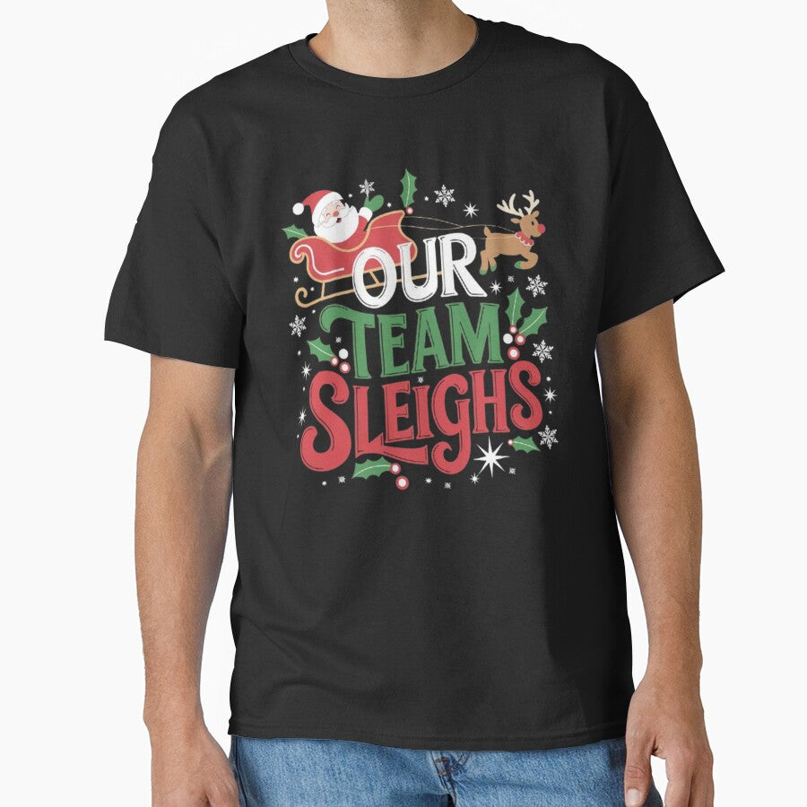 Our Team Sleighs Cheerful Santa Reindeers Team Sleigh by SztylishDesigns