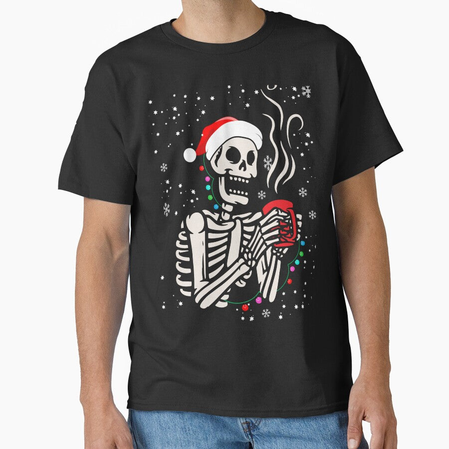 Skeleton Coffee Christmas T-shirt Design by netdota