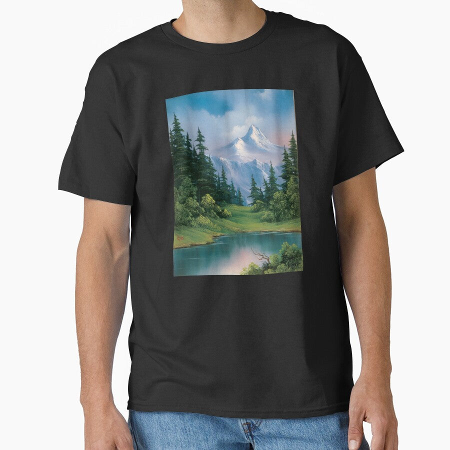 Bob Ross Mountain Serenity Black by Bob Ross Official Merch Shop Unisex