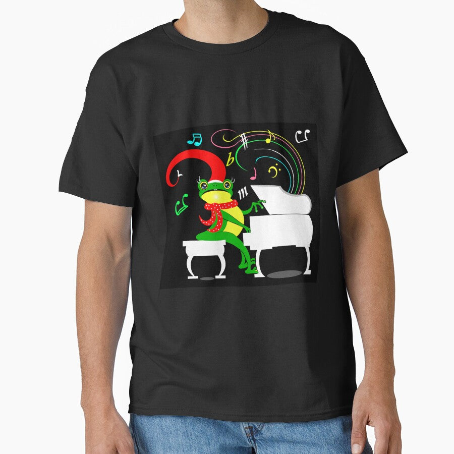 Happy Christmas frog playing piano by Shirley cute art