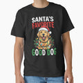 Santa's Favorite Good Dog Golden Retriever Christmas Santa Hat String Lights Holiday Gift Design by 519xdesign