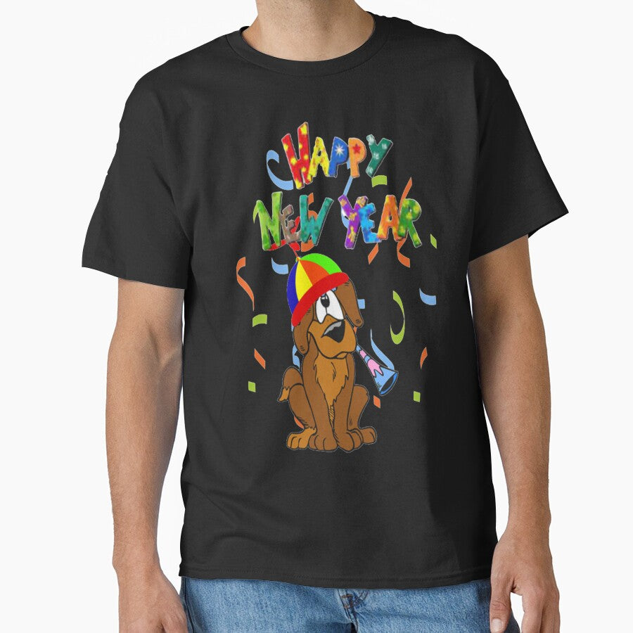 Happy New Year Cute Dog, Howdy New Year,New Years Celebration, New Years Eve Countdown by Adri Barnard