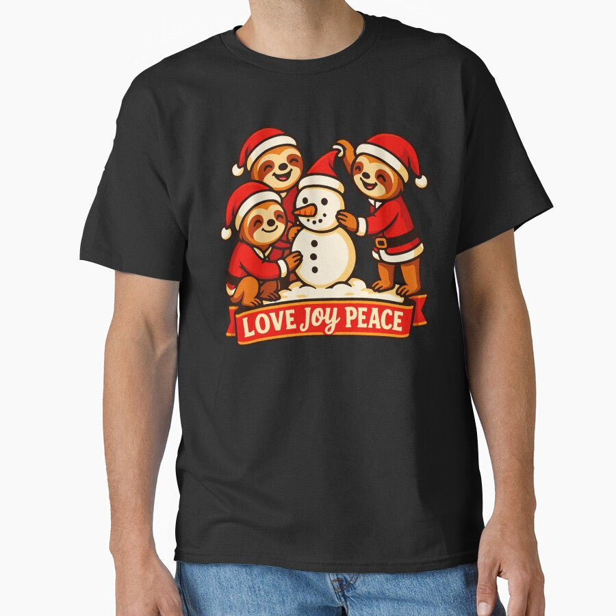 Love Joy Peace Sloths Santa Snowman by plushism