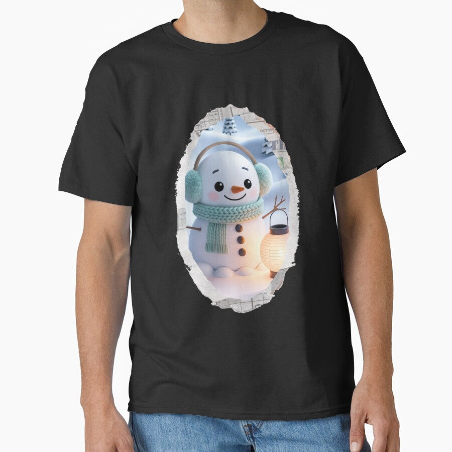Cute Snowman Christmas Art – Cozy Winter Lantern Illustration | Kawaii Holiday Design by A1MarketDesigne