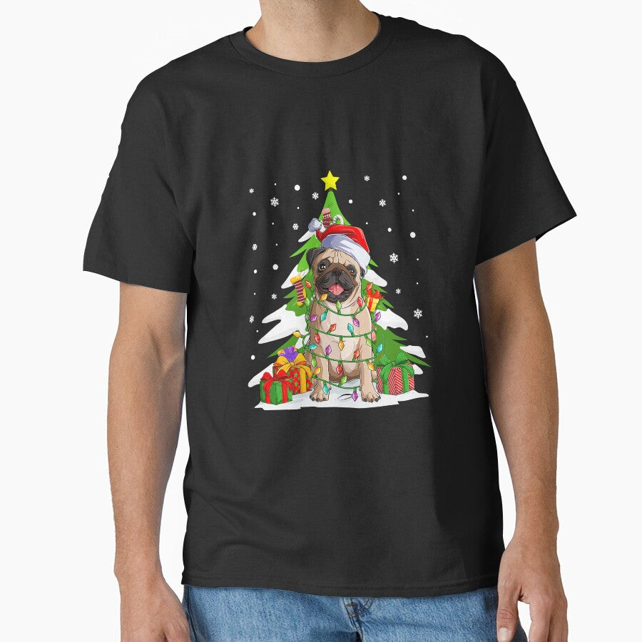 Santa Pug Dog Christmas Lights Xmas by frank3826