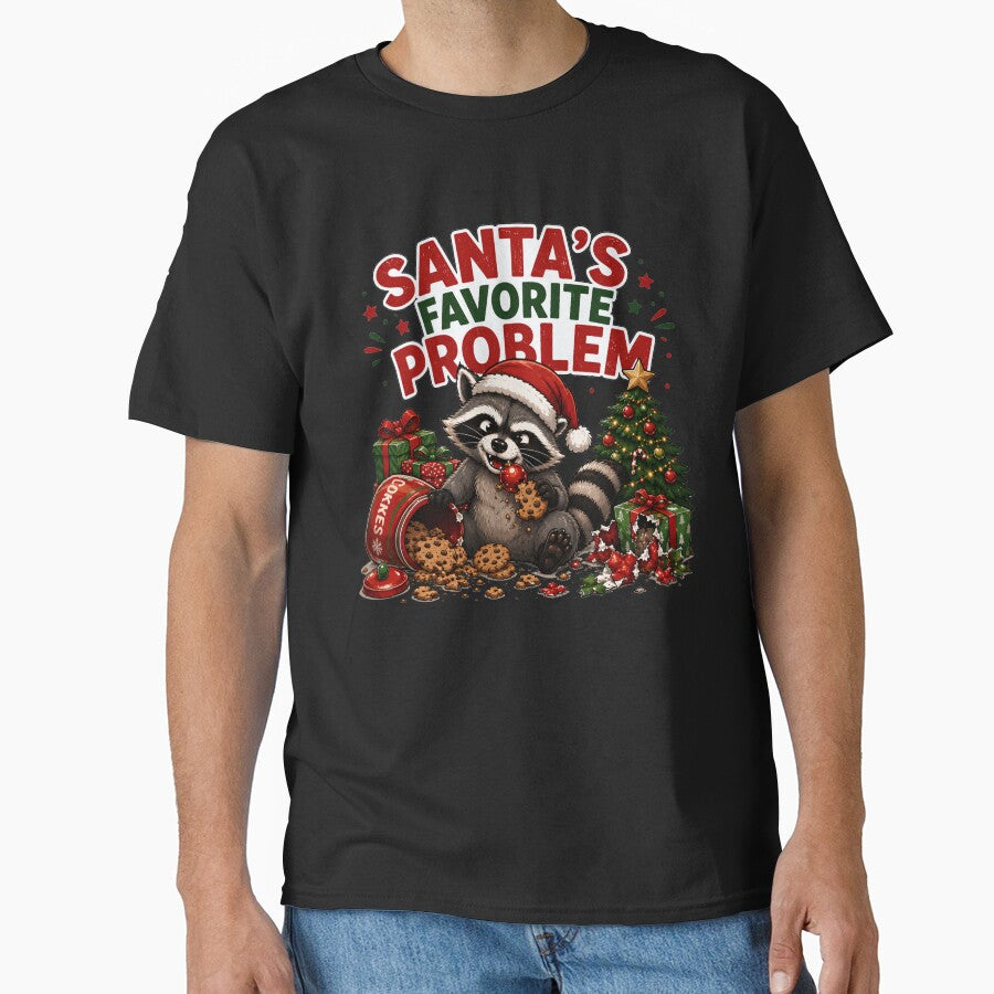 Santa’s Favorite Problem – Funny Christmas Raccoon with Cookies by SVALANART