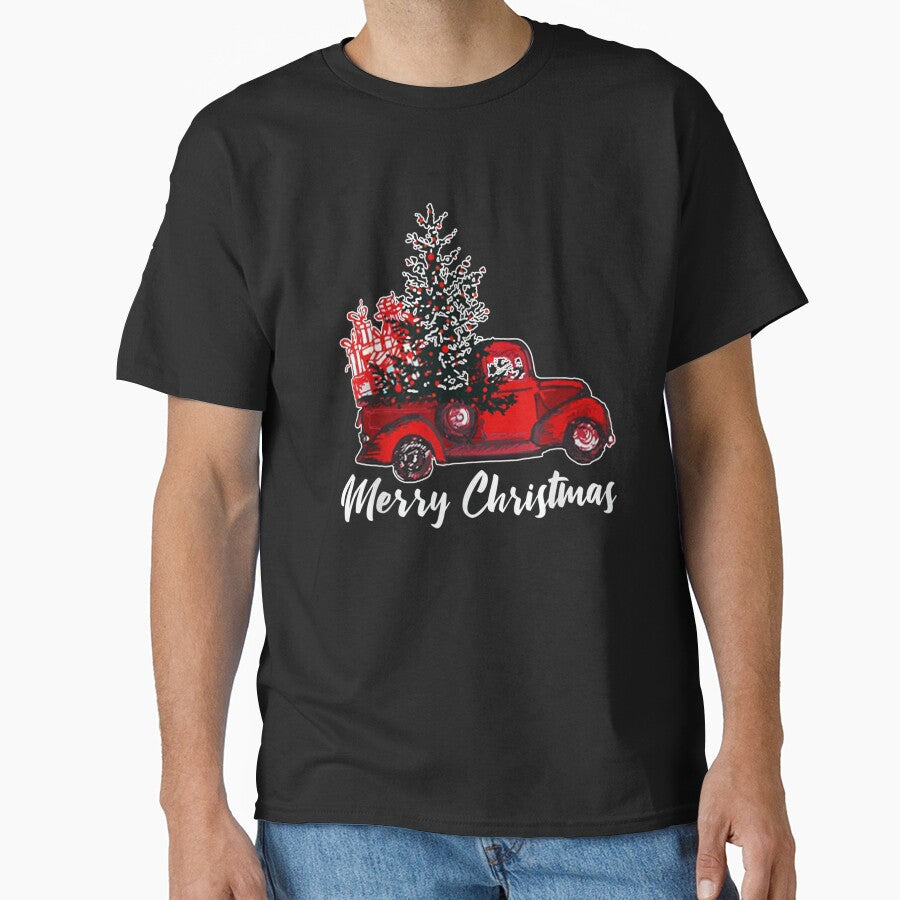 Vintage Wagon Red Truck Christmas Tree Pajama Gift by lishakaren