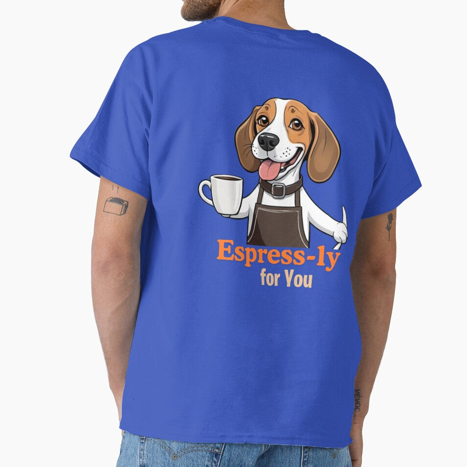 Barista Cartoon with Beagle Dog Design – Funny and Unique Dog and Owner Artwork - Barista Gift - Pet Humor by KoraTalks