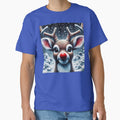 Rudolph reindeer of Santa with red nose textured portrait painting by EmeraldeaDesign