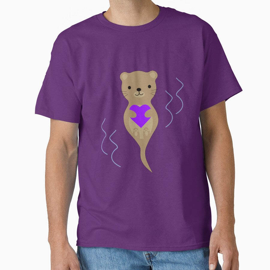 Adorable Otter Hugging a Purple Heart by Hedgie Designs