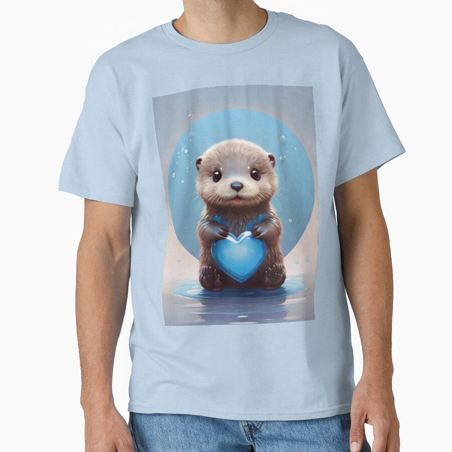 Baby otter with a blue heart by m-y-A-I-A-R-T-