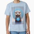 Baby otter with a blue heart by m-y-A-I-A-R-T-