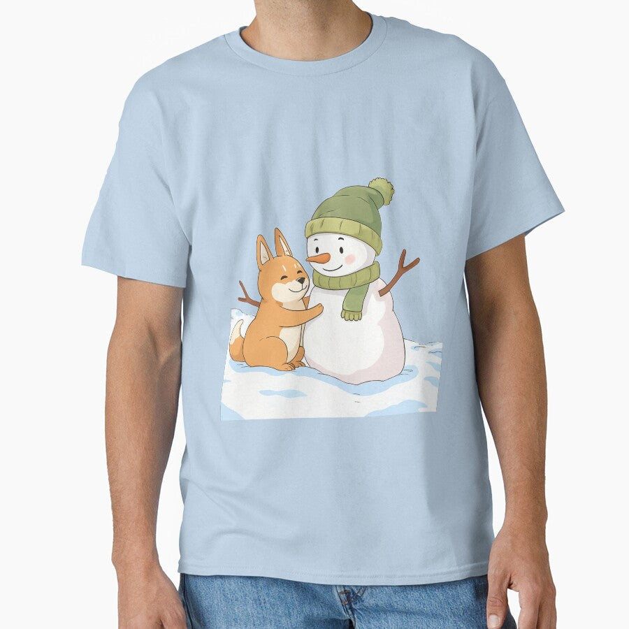 Cute Corgi Hugging Snowman by DobryCiuszek