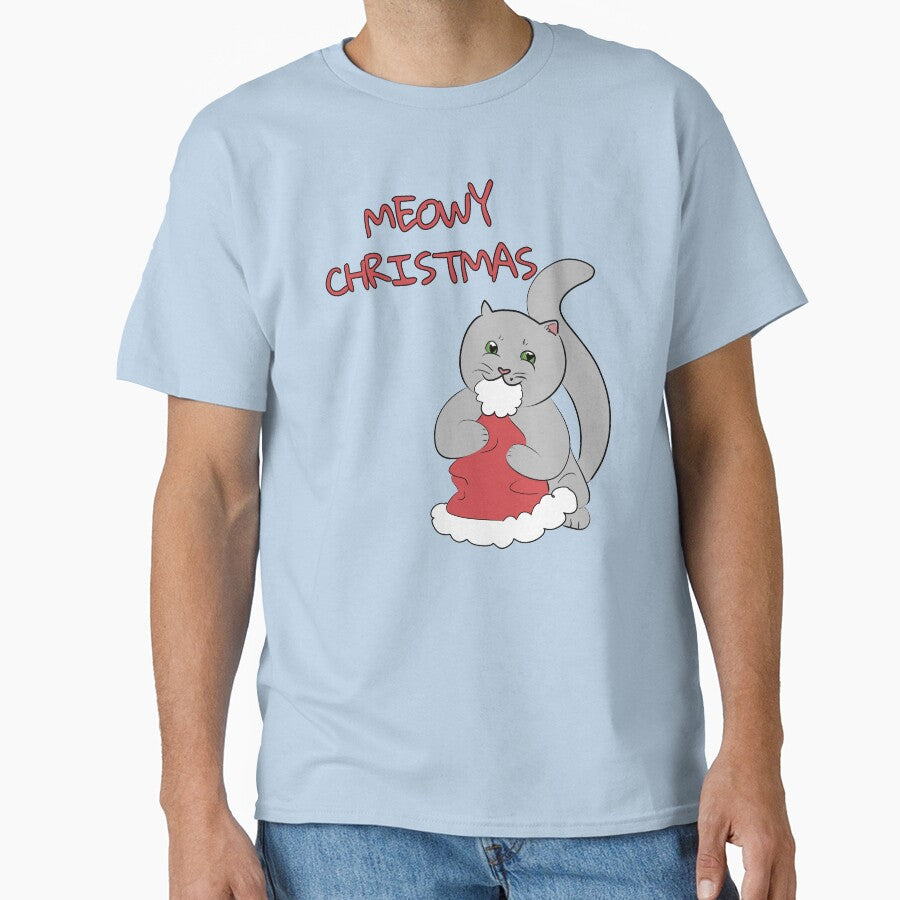 MEOWY CHRISTMAS Cute Grey Cat by HugSomeNettles