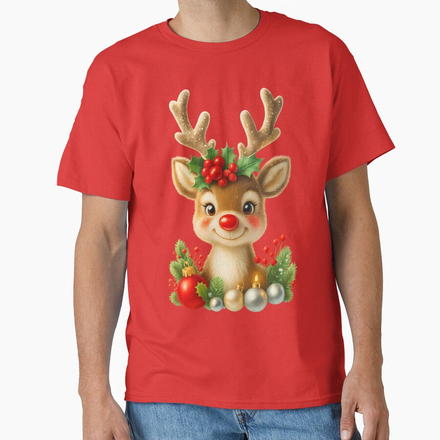 Cute Christmas Reindeer 3D Illustration | Holiday Festive Design by Aurora Prints