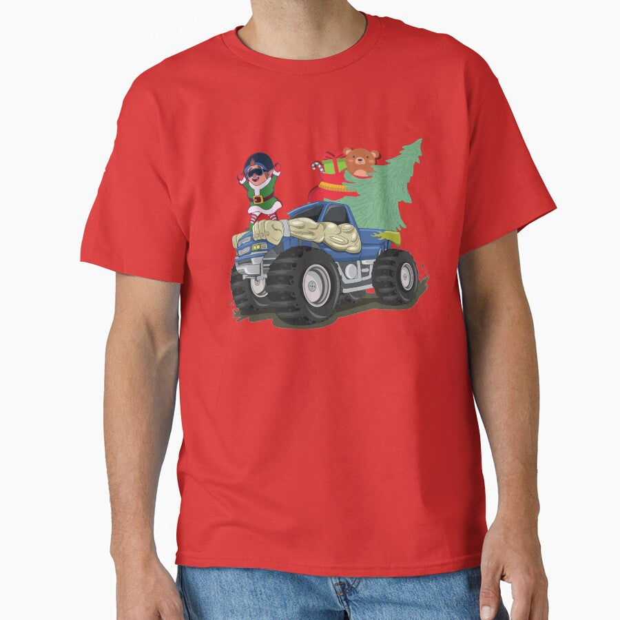 Christmas Elf Riding Monster Truck by OutofFocusShop