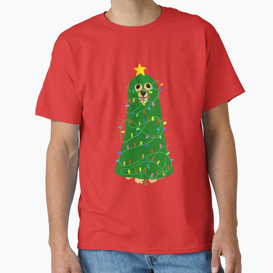 Golden Christmas doggy disguise as Christmas tree by Mermaidssparkle