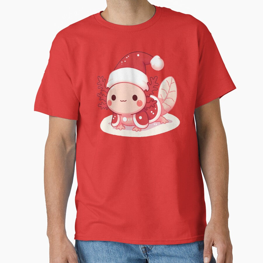 Cute Christmas Axolotl with Kris Kringle hat by Mr Pyuku