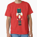 Red and Green Christmas Nutcracker Toy Soldier Graphic Art - Light Blue Background by Star-Fragment