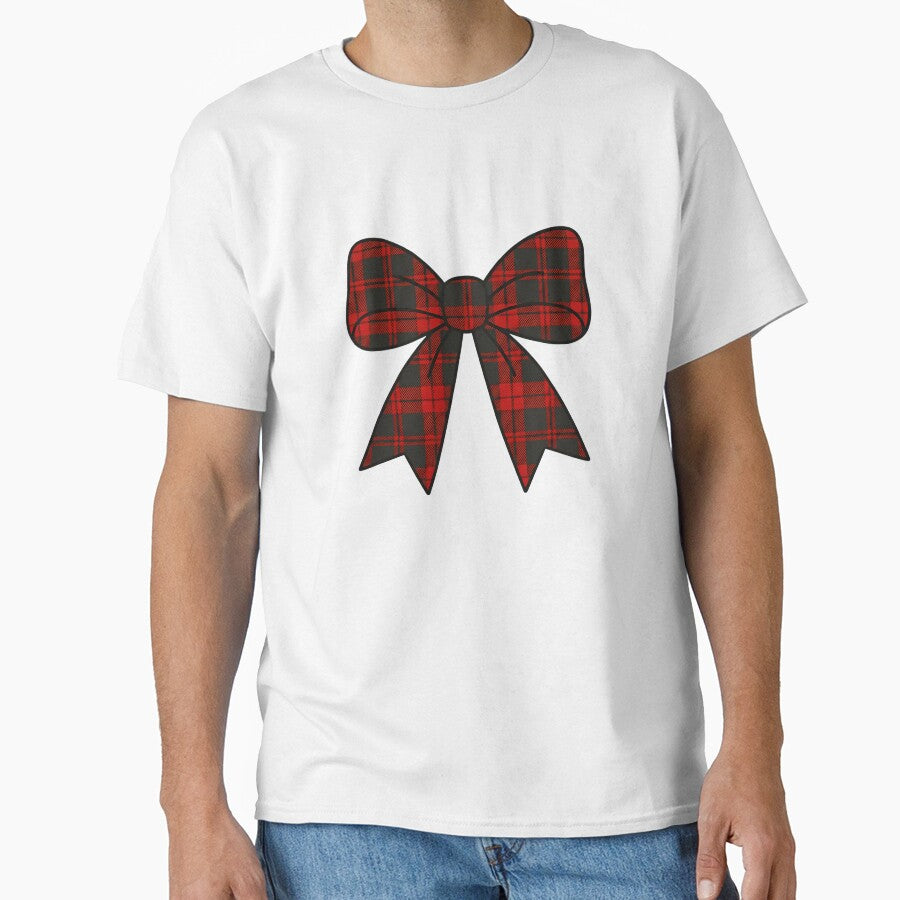 Cute Red Plaid Bow – Cozy Christmas Illustration by The High Hippo