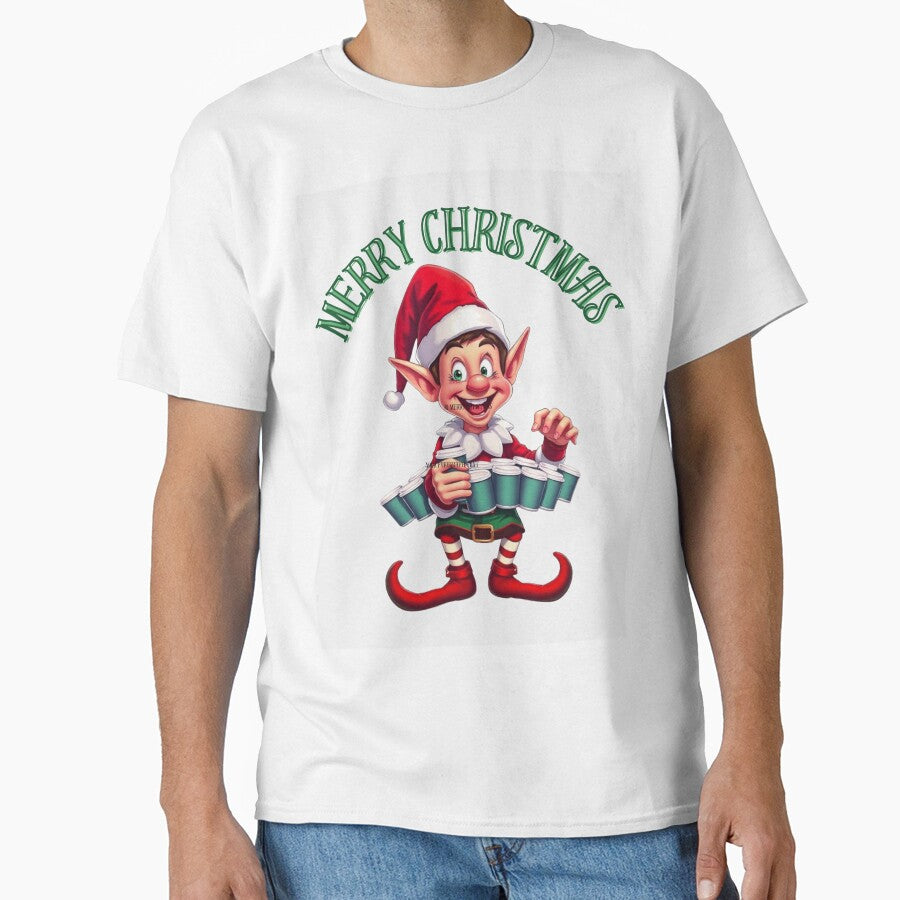 Funny Christmas Elf Carrying Coffee Cups – Cute Festive Holiday Illustration-Merry Christmas by DigitalNyx