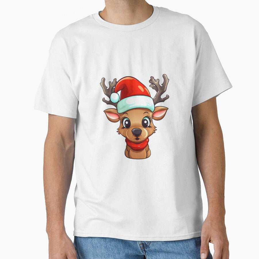 Cute Christmas Reindeer | Classic T-Shirt, Sticker by NicolasGlowArt