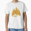 Kayaker Fishing Rural Forest Scene with Mustard Background by Sam Morrison