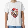 Red Hat Christmas Dog | Sticker by NicolasGlowArt