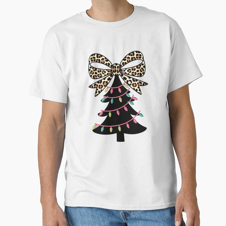 Preppy Leopard Bow Christmas Lights – Cute Holiday Aesthetic by Muzgle