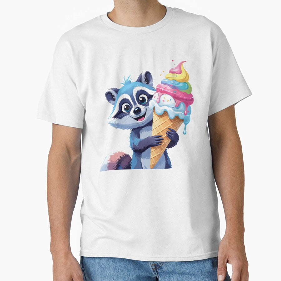Cute Raccoon with Ice Cream | Colorful Summer Animal Art by raccoonmerch