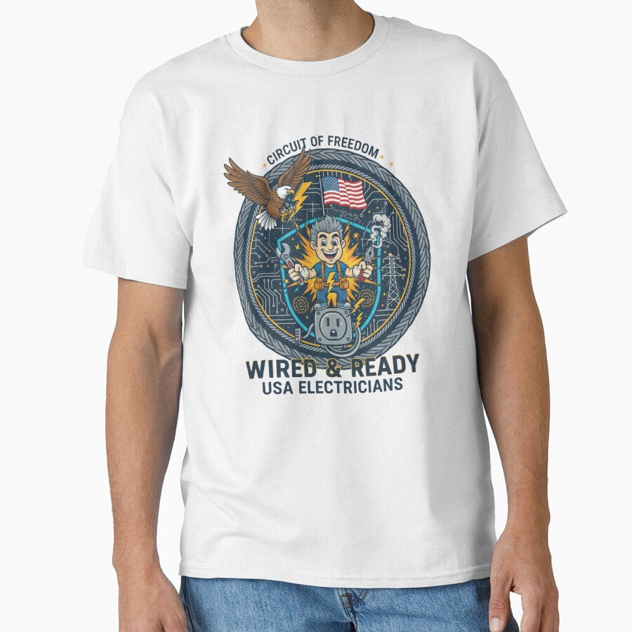 American Electrician T-Shirt |  Wired and ready - USA electricians by AGRO ART