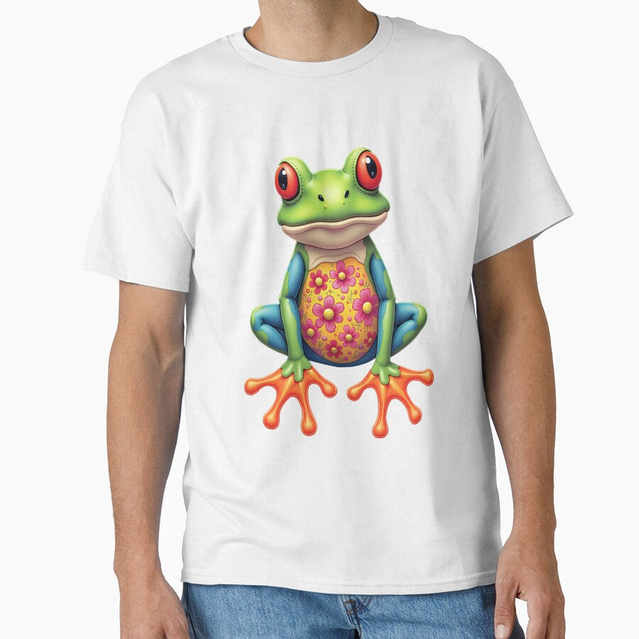 Cute Floral Frog | Colorful Red-Eyed Tree Frog Art by WonderWaresGifts