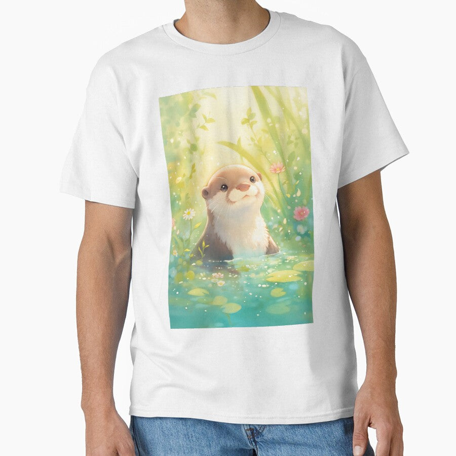 Whimsical Otter in a Flowering Pond by AshiraCreations