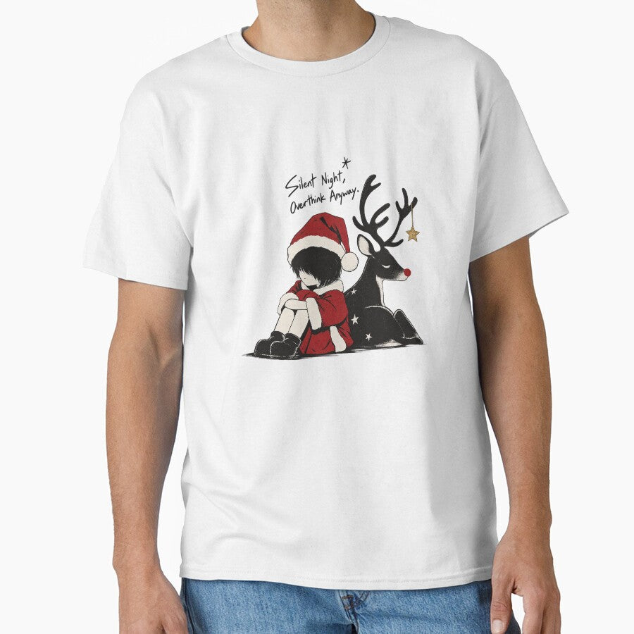 Silent Night Overthink Anyway Cute Holiday Reindeer by zzz888