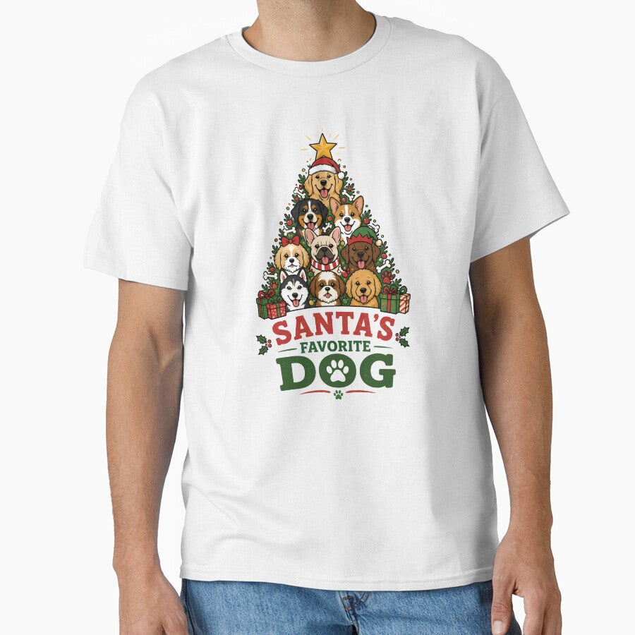 Santa's Favorite Dog Cute Dog Christmas Tree Holiday Design by LiviuGligoros
