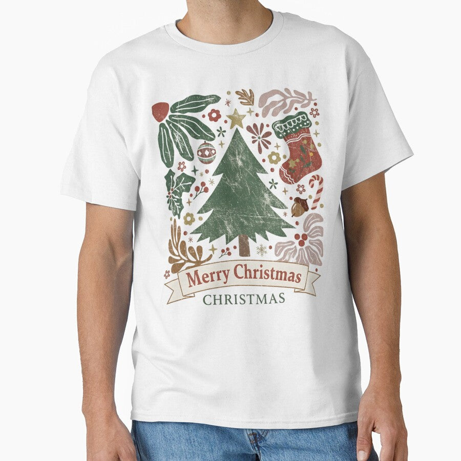 Merry Christmas, Merry and Bright Christmas Hand Drawn, Boho Christmas, Coquette Christmas, Girly Christmas Tree by DesignDenDo ⭐⭐⭐⭐⭐